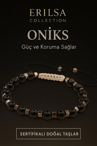 Sertifikalı Doğal Oniks Taşı Bileklik – Güç ve Koruma Sağlayan Enerji Taşı Takı ürün görseli 1