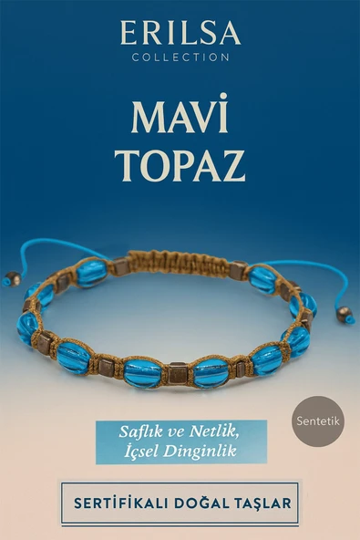 Sertifikalı Sentetik Mavi Topaz Taş Bileklik – Saflık Netlik ve İçsel Dinginlik ürün görseli 1
