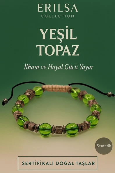 Sertifikalı Sentetik Yeşil Topaz Taş Bileklik – İlham ve Hayal Gücünü Arttıran El Yapımı ürün görseli 1