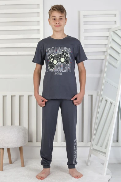 Gamer Console Desenli Kısa Kollu Erkek Çocuk Pijama Takımı ürün görseli 1