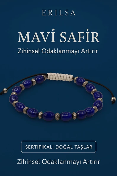 Sertifikalı Mavi Safir Taşı Bileklik – Zihinsel Odaklanma ve Netlik Sağlayan Taş ürün görseli 1