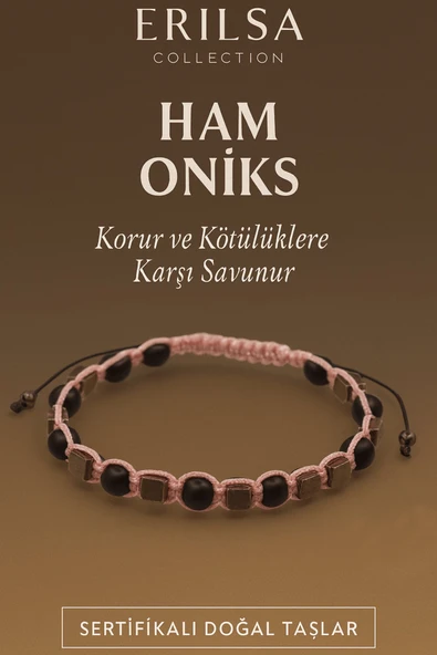 Sertifikalı Ham İşlenmemiş Oniks Taşı Bileklik – Kötülüklere Karşı Korur ürün görseli 1