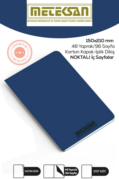 Meteksan Mavi 15x21 Cm A5 Ebat Not Defteri ürün görseli 1