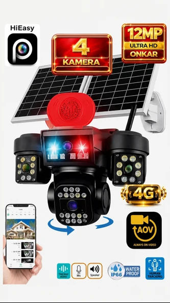 4 KAMERALI 7/24 Sürekli Kayıt - eSim Özellikli Güneş Enerjili Sim Kartlı Kamera HiEasy ürün görseli 1