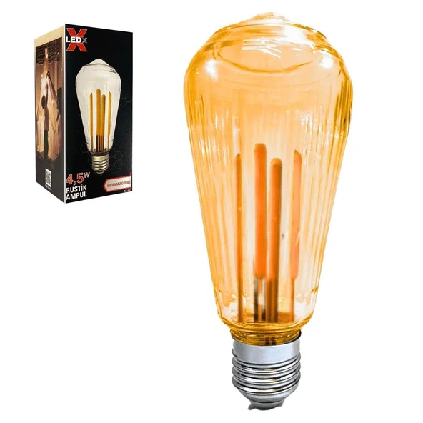 Ayt Ledx ST-64 Kırılmaz Gövde 4,5 Watt Çizgili Rustik Ampul Dekoratif Lamba Aytınlatma ürün görseli 1
