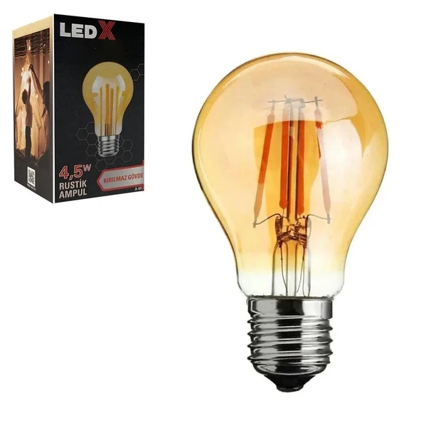Ayt Ledx A-60 Kırılmaz Gövde 4,5 Watt Rustik Ampul Dekoratif Lamba Aydınlatma ürün görseli 1
