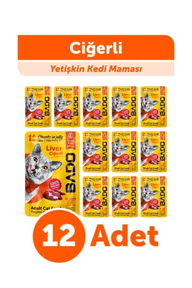 Bado Yetişkin Yaş Kedi Maması Ciğerli 85Gr 12'li ürün görseli 1
