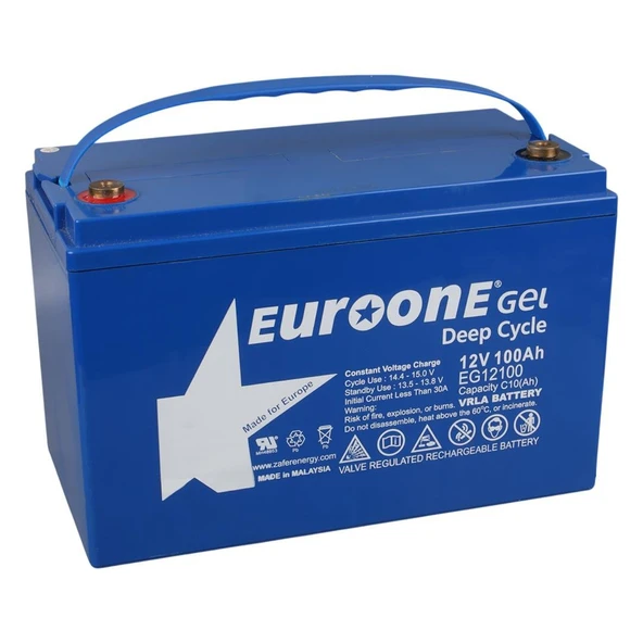 Ayt Euroone EG12100 12 Volt 100 Amper Deep Cycle Jel Akü Yeni Tarihli Taze Akü ürün görseli 1