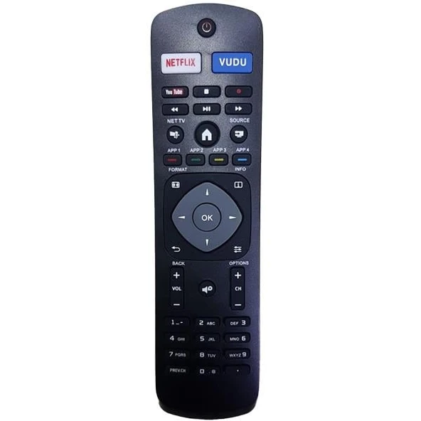 Ayt Phılıps Uyumlu Nh500up Netflıx-Vudu-Youtube Tuşlu Led Lcd Smart Tv Kumandası ürün görseli 1