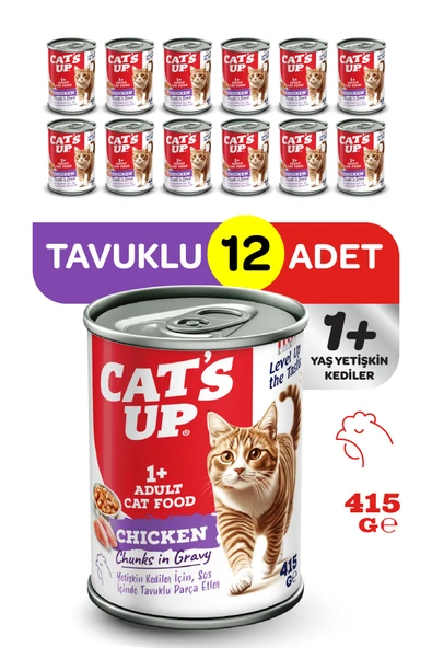 Cats Up Yaş Yetişkin Kedi Maması Tavuklu 415gr 12Li ürün görseli 1