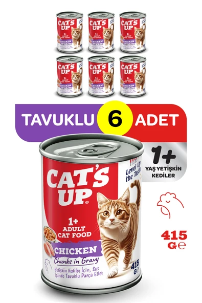 Cats Up Yaş Yetişkin Kedi Maması Tavuklu 415gr 6Lı ürün görseli 1