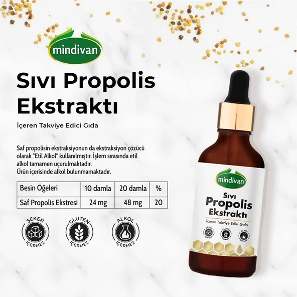 Mindivan Propolis Sıvı Ekstraktı Damla 50 ML ürün görseli 1