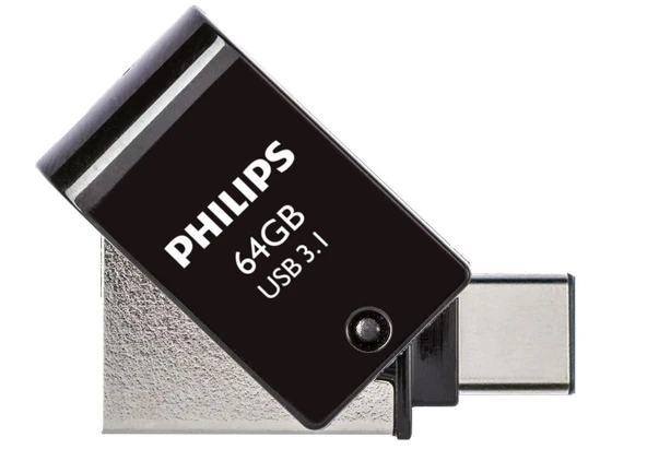 Philips FM12DC152B/00 128GB 2 IN 1 TYPE-C/USB 3.1 Siyah Gri USB Flash Bellek ürün görseli 1
