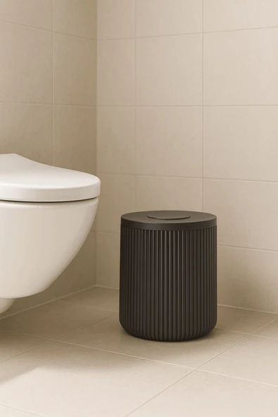 Lines Serisi Antrasit/Gri Akrilik Çöp Kovası – Silindir, 5 Litre, 25cm, Kolay Temizlenir - 3372 ürün görseli 1