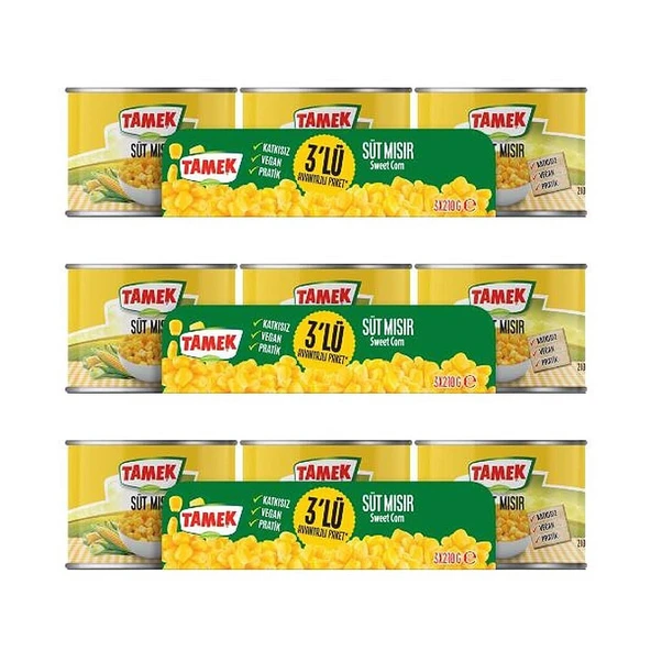 Tamek Mısır Konservesi 3x210 gr x 3 Adet ürün görseli 1