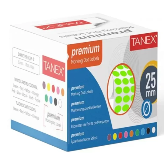 Tanex Nokta Etiket 25Mm 2500Li Yeşil - 2 paket ürün görseli 1