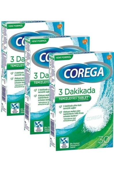 Corega Diş Protezi Temizleyici Tablet 30'lu- 3 Adet ürün görseli 1