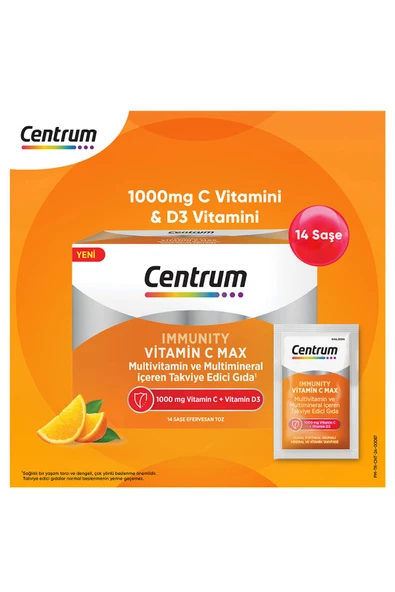 Centrum Immunity Vitamin C Max Efervesan Toz 14'lü Saşe ürün görseli 1