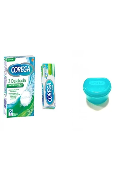Corega Tablet + Naneli Protez Yapıştırıcı Krem Diş Kabı Hediye ürün görseli 1