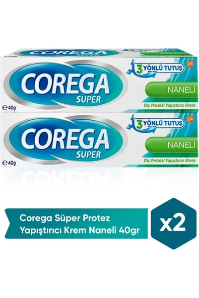 Corega Super Naneli Diş Protezi Yapıştırıcı Krem 2 X 40 G ürün görseli 1