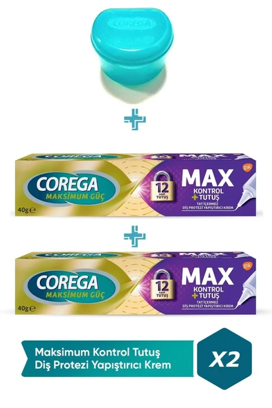 Corega Maksimum Kontrol Protez Yapıştırıcı Krem 40gr 2 Adet + Protez Diş Saklama Kutusu Cbkshop ürün görseli 1