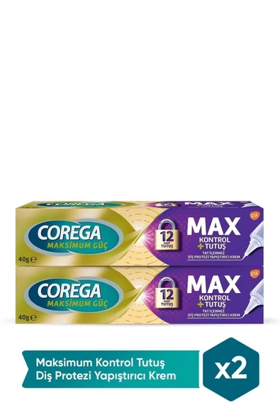 Corega Maksimum Kontrol Protez Yapıştırıcı Krem 40gr 2'li Paket ürün görseli 1