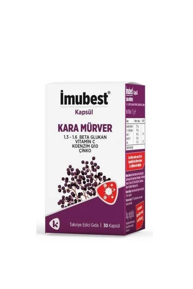 İmubest Imubest Kara Mürver Beta Glukan Vitamin C Koenzym Q-10 Ve Çinko Içeren 30 Kapsül ürün görseli 1