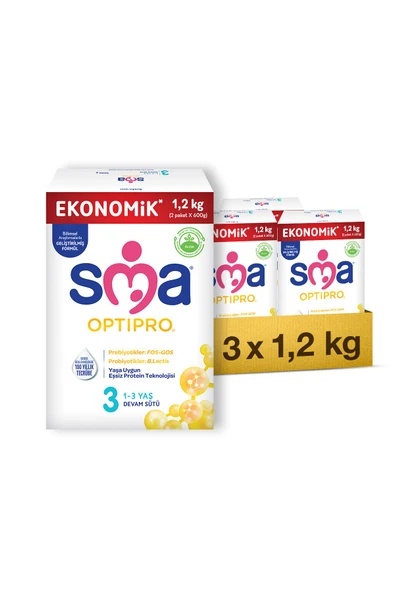 SMA Optipro Probiyotik 3 1- 3 Yaş Devam Sütü 1200 gr X 3 Adet ürün görseli 1