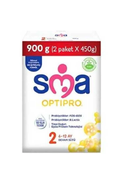 SMA OPTIPRO 2 900 GR 6-12 AY DEVAM SÜTÜ FOS GOS B.LACTIS (2X450GR) ürün görseli 1