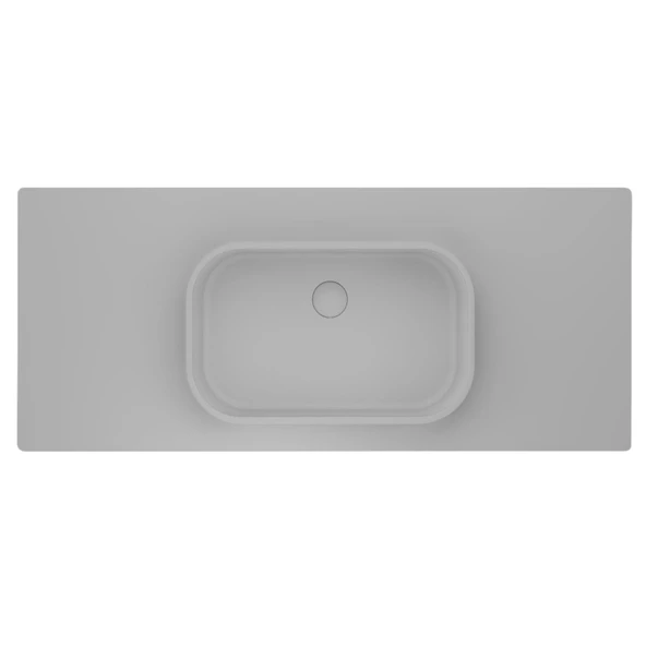 Real Stone Pure Etajerli 70x50 Beyaz Granit Banyo Lavabosu ürün görseli 1
