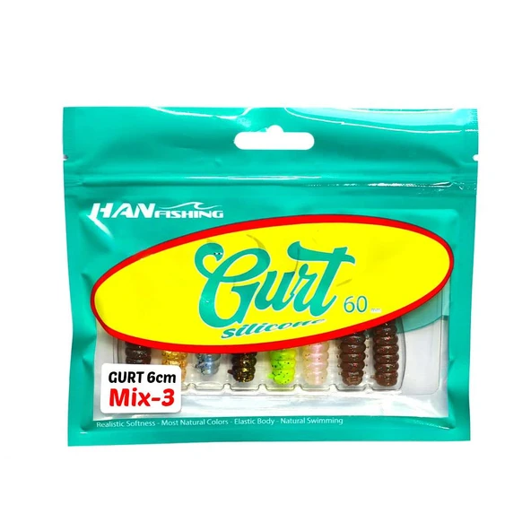 Hanfish Gurt 6cm Silikon Yem - Mix 3 (8 Renk) ürün görseli 1