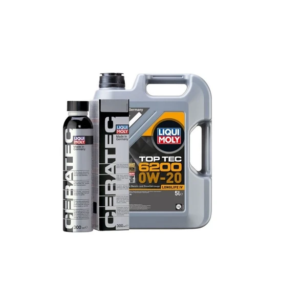 Liqui Moly 0W20 Motor Yağı Top Tec 6200 5 LT ve CeraTec Seramik Motor Koruyucu 300 ML Yağ Bakım Seti ürün görseli 1