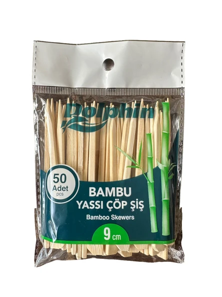 Dolphin Ahşap Yassı Tutamaklı Saplı Çöp Şiş - Boy : 9 Cm. - 50 Adetlik 1 Paket ürün görseli 1