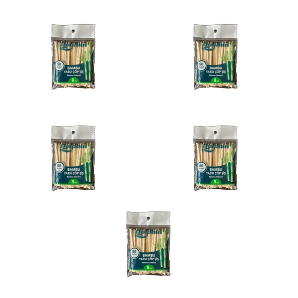 Dolphin Ahşap Yassı Tutamaklı Saplı Çöp Şiş - Boy : 9 Cm. - 50 Adetlik 5 Paket ürün görseli 1