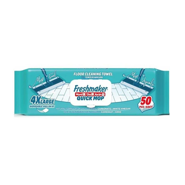 Freshmaker Karbonat ve Beyaz Sirke Katkılı Yüzey Yer Temizlik Mandallı Mop Havlusu - 50'li Paket ürün görseli 1