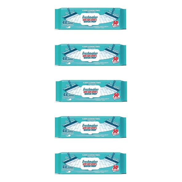 Freshmaker Karbonat ve Beyaz Sirke Katkılı Yüzey Yer Temizlik Mandallı Mop Havlusu - 50'li 5 Paket ürün görseli 1
