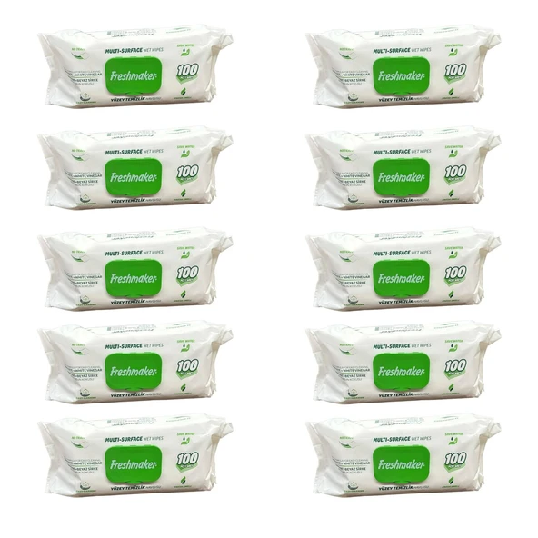 Freshmaker Karbonat ve Beyaz Sirke Katkılı Yüzey Temizlik Islak Havlusu - 100'lü 10 Paket ürün görseli 1