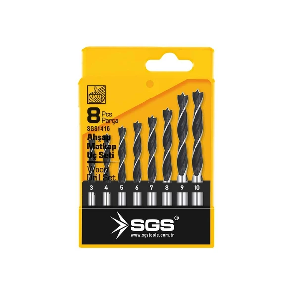 SGS 8 PARÇA AHŞAP MATKAP UÇ SETİ ( 3-4-5-6-7-8-9-10 ) SGS1416 ürün görseli 1