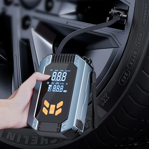 Dijital Kablosuz Usb Type-C 4*1800Mah Göstergeli Oto Lastik Şişirme Hava Pompası ürün görseli 1