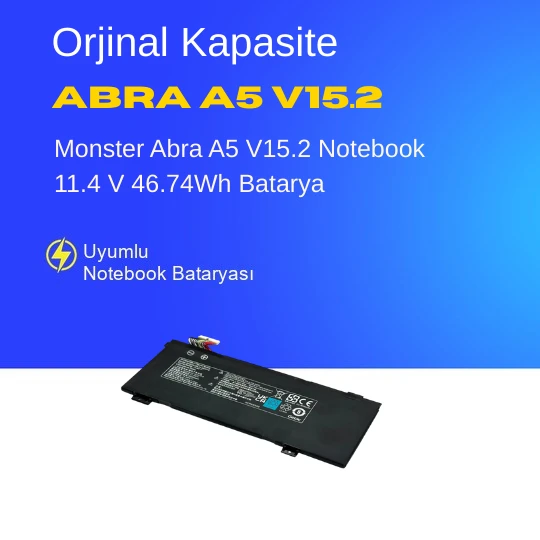 Monster Abra A5 V15.2 Notebook 11.4 V 46.74Wh Batarya – Orjinal Uyumlu, Yüksek Performanslı ürün görseli 1