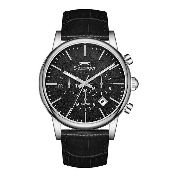 SLAZENGER SL.09.2481.2.02 SİYAH DERİ KORDON ERKEK KOL SAATİ ürün görseli 1