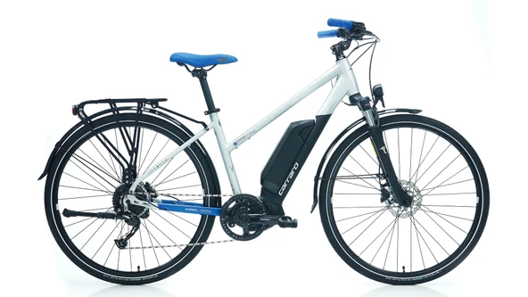 Carraro E-Time Venüs HD Fren Cues 9 Vites 28 Jant Elektrikli Şehir Bisikleti Mat Gümüş 43 Kadro ürün görseli 1