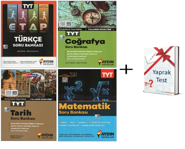 Aydın Yayınları Türkçe + Coğrafya+ Tarih + Matematik Soru Bankası+Hediye (4 Kitap) ürün görseli 1