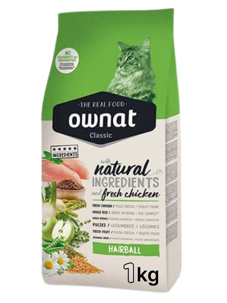 Ownat Hairball Açık Tavuklu 1 Kg Kedi Maması ürün görseli 1