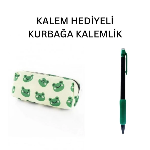 Yeşil Kurbağa Tatlı Kalemlik - Okul Kalemliği-Makyaj Çantası ve Hediye Kalem ürün görseli 1
