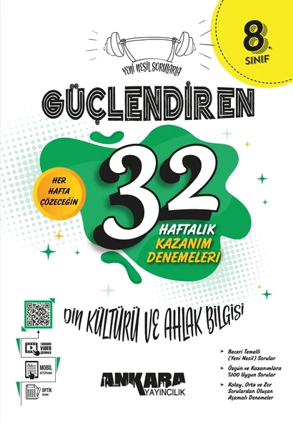 Ankara 8. Sınıf Di̇N Kültürü Güçlendi̇Ren 32 Haftalik Kazanim Denemeleri̇ ürün görseli 1