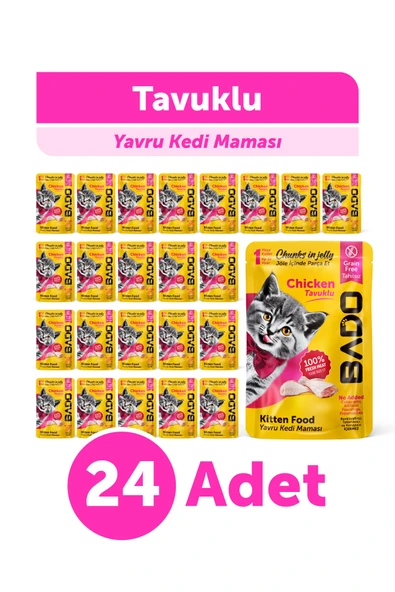 Bado Yavru Yaş Kedi Maması Tavuk Etli 85Gr 24'lü ürün görseli 1
