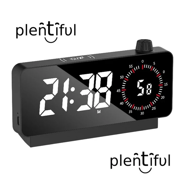Plentiful  Aynalı Led Ekranlı Saat ,Elektronik Masaüstü Çalar Saat, Çift Dijital Çalar Saat, Geri Sayımlı Sıcaklık Göstergesi,Kronometre ürün görseli 1