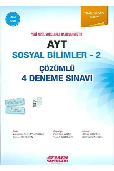 Ayt Sosyal Bilimler-2 Çözümlü 4 Deneme Temel Orta Düzey ürün görseli 1