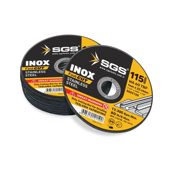 SGS INOX KESİCİ 115MM x 1.0MM x 22MM SGS2150 (10 Adet) ürün görseli 1